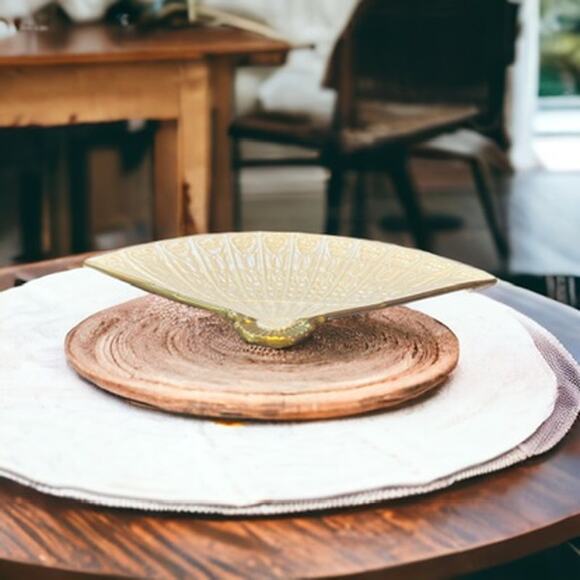 Lenox Fan Shaped Dish-Porcelain Gold Trim-1980s-Vintage Decorative Bowl-Trinket - Picture 4 of 7